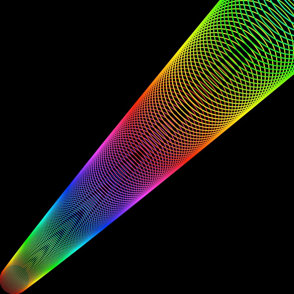 Rainbow-colored lines twisting, second render