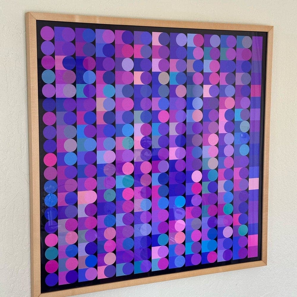Generative circles and squares art print, framed