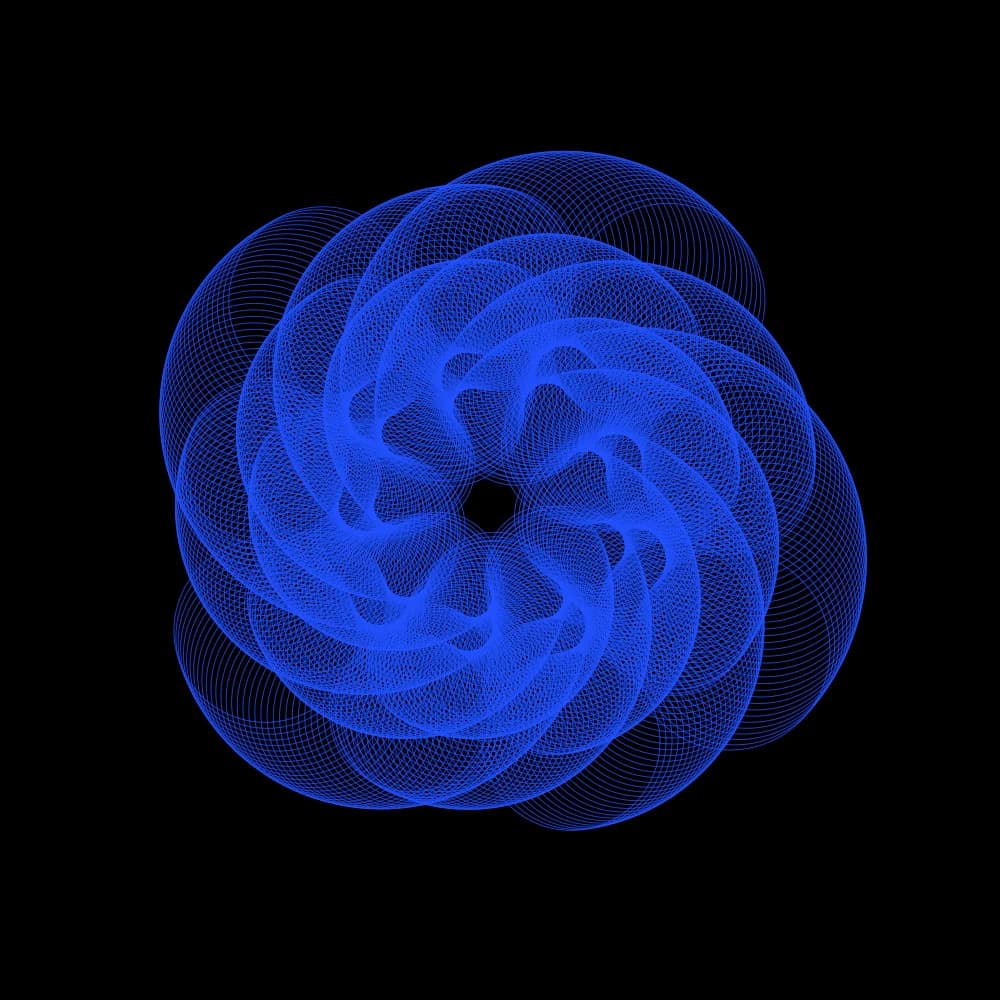 A spiral rosette built from overlapping circles